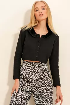 Кардиган - Черный - Свободный крой Trend Alaat Stili, черный