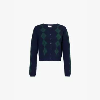 Кардиган Clara с круглым вырезом из кашемира и шерсти Reformation, синий