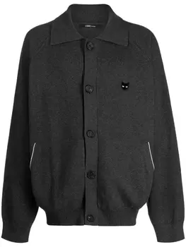 Кардиган Collared Panther с нашивкой-логотипом ZZERO BY SONGZIO, серый