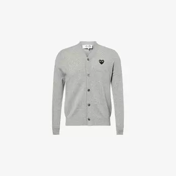 Кардиган Comme Des Garcons Play с V-образным вырезом и вышитым логотипом, серый
