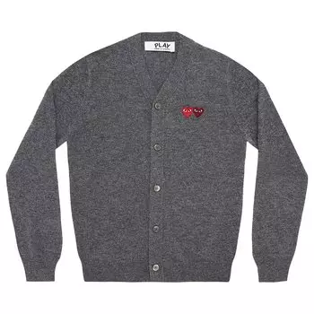 Кардиган Comme des Garons PLAY Double Heart, цвет Серый