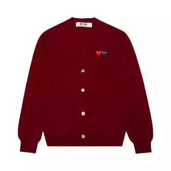 Кардиган Comme des Garons PLAY с двойным сердцем, бордовый