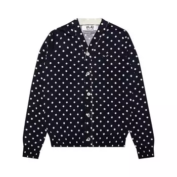 Кардиган Comme des Garons PLAY в горошек, черное сердце, темно-синий