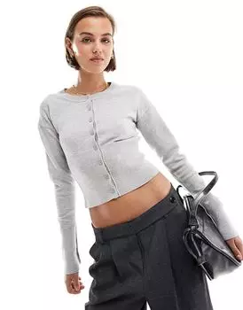 Кардиган Cotton On everfine с круглым вырезом серого цвета Cotton:On