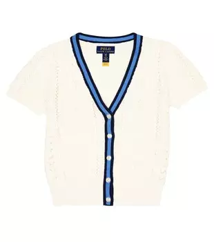 Кардиган Cricket вязки косами Polo Ralph Lauren, белый
