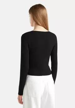 Кардиган CROPPED WITH LACES United Colors of Benetton, черный