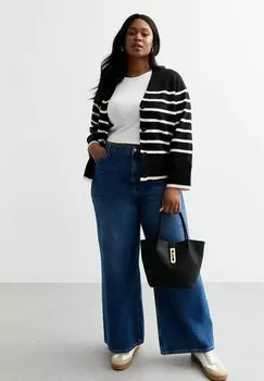 Кардиган CURVES STRIPE New Look, черный