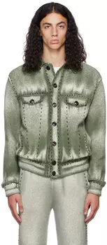 Кардиган цвета хаки, окрашенный распылением AMIRI