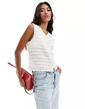 Кардиган цвета слоновой кости с фестончатым краем ASOS DESIGN