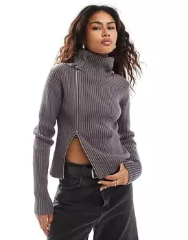 Кардиган Dasha с боковой молнией в темном кротовом цвете Weekday