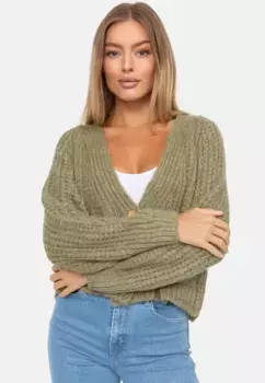 Кардиган Decay с женственным V-образным вырезом, хаки