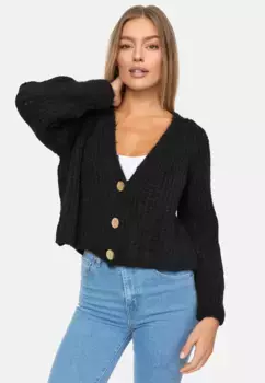 Кардиган Decay с женственным V-образным вырезом, черный