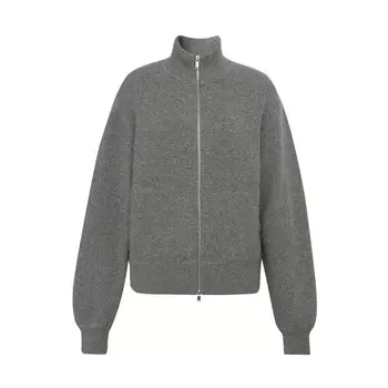 Кардиган Deep Breath двусторонней вязки на молнии из шерсти и кашемира, пепел