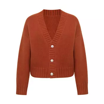 Кардиган Deep Breath с ромбовидными пуговицами, оранжево-красный