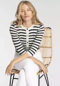 Кардиган DELMAO в современном стиле с морскими полосками, синий