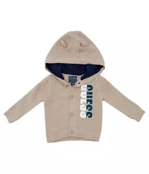 Кардиган детский Guess вязаный с капюшоном, бежевый
