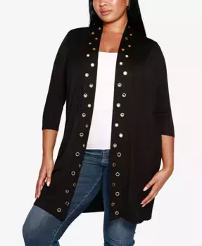 Кардиган-длиннополый свитер с люверсами, plus size Belldini, черный