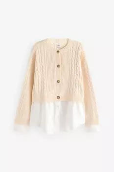 Кардиган для девочек с косами River Island, бежевый