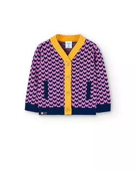 Кардиган для девочки с застежкой на пуговицы и геометрическим принтом Boboli, фиолетовый