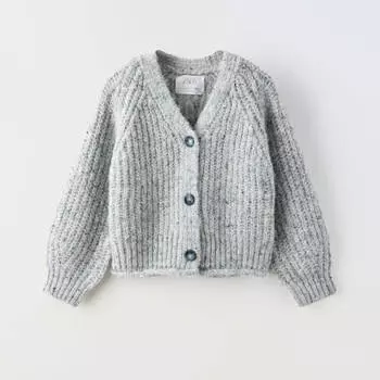 Кардиган для девочки Zara Knickerbocker-yarn-effect Knit, жемчужно-серый