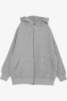 Кардиган для мальчика с капюшоном и карманами серого меланжа (8–12 лет) Breeze