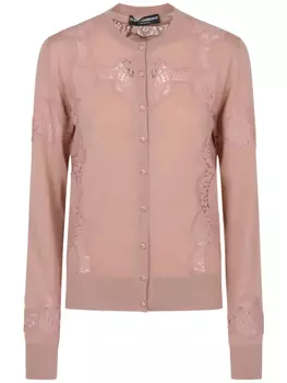 Кардиган Dolce & Gabbana с кружевной отделкой, розовый