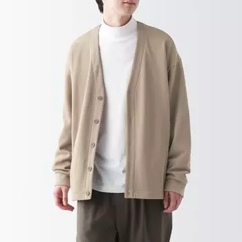 Кардиган двойной вязки MUJI, песочно-бежевый
