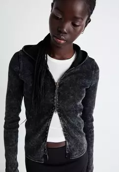 Кардиган DYED FITTED ZIP HOODIE Weekday, черный