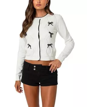 Кардиган Edikted с контрастным бантом, слоновая кость/кремовый