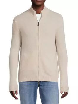 Кардиган Essential из 100 % кашемира на молнии Saks Fifth Avenue, цвет Oatmeal Heather