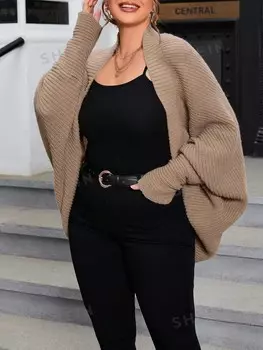 Кардиган Essnce Plus с рукавами «летучая мышь» Shein, коричневый