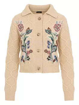 Кардиган ETRO с цветочной вышивкой, нейтральный