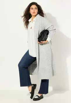 Кардиган EXTRA LONG OPEN SHAPE Ulla Popken, светло-серый