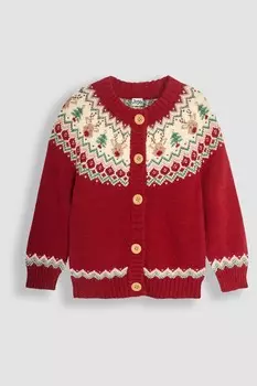 Кардиган Fair Isle с оленями Jojo Maman Bb, красный