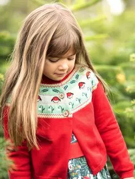 Кардиган Fairisle из органического хлопка Baby Kenna Frugi, настоящий красный/мульти
