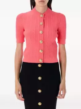 Кардиган фактурной вязки BALMAIN, розовый