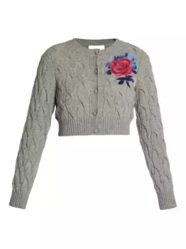 Кардиган фактурной вязки ERDEM, серый