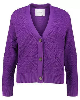 Кардиган фактурной вязки Gant, фиолетовый