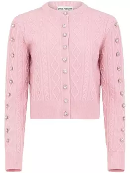 Кардиган фактурной вязки с кристаллами Rabanne, розовый