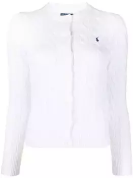 Кардиган фактурной вязки с логотипом Polo Pony POLO RALPH LAUREN, белый
