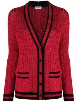 Кардиган фактурной вязки Saint Laurent, красный