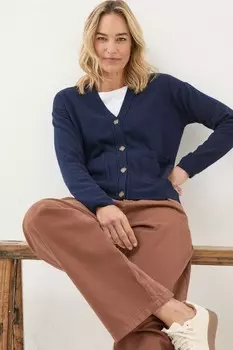 Кардиган Fatface из смеси хлопка и кашемира Fat Face, синий