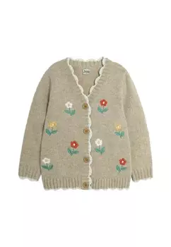 Кардиган FLORAL EMBROIDERED CHUNKY REGULAR FIT JoJo Maman Bb, бежевый