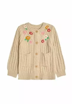 Кардиган FLOWER EMBROIDERED CABLE REGULAR FIT JoJo Maman Bb, бежевый