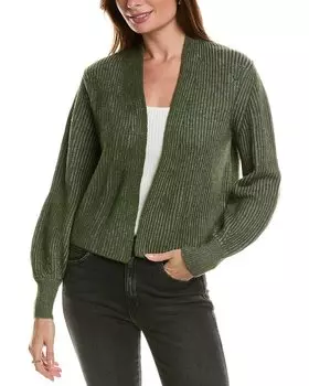 Кардиган Forte Cashmere Plaited из шерсти и смеси кашемира, зеленый
