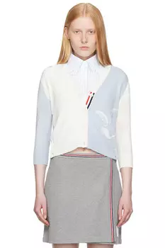 Кардиган Funmix с ажурным узором пера Thom Browne, синий