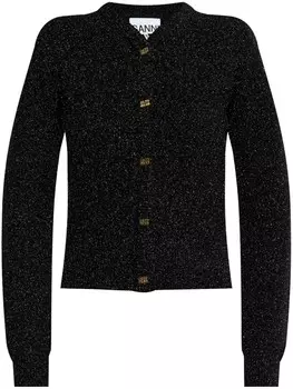 Кардиган GANNI из ламе, черный