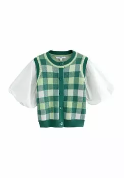 Кардиган GINGHAM PUFF SLEEVE LAYER Next, зеленый