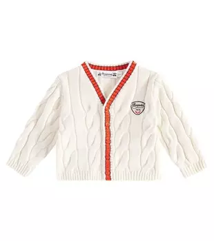 Кардиган Giorginoli с косами из хлопковой смеси Bonpoint, экрю