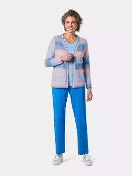 Кардиган GOLDNER, цвет mittelblau/melba/gemustert